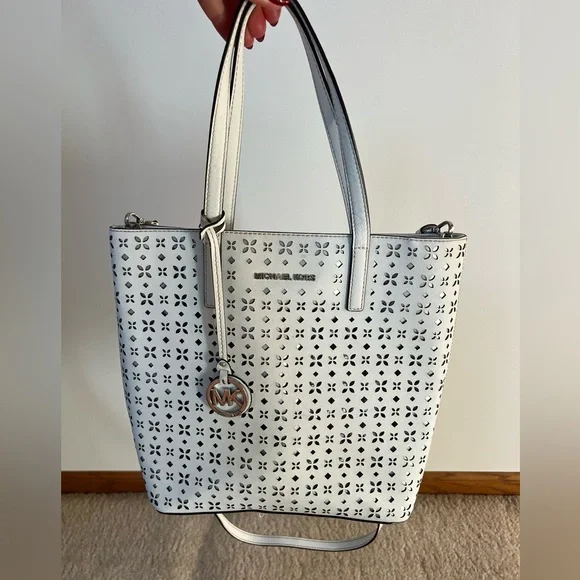 Michael Kors Perforated White Tote - Picture 1 of 11